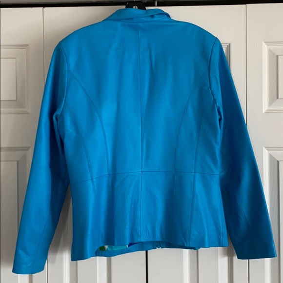 Powder Blue leather Jacket - Picture 4 of 8